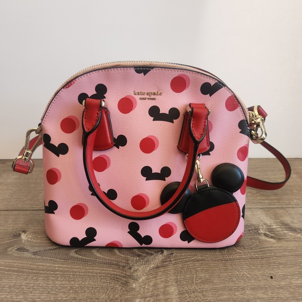 Kate Spade New York Disney Parks Mickey Mouse Ears Pink Red Purse Tote Bag READ